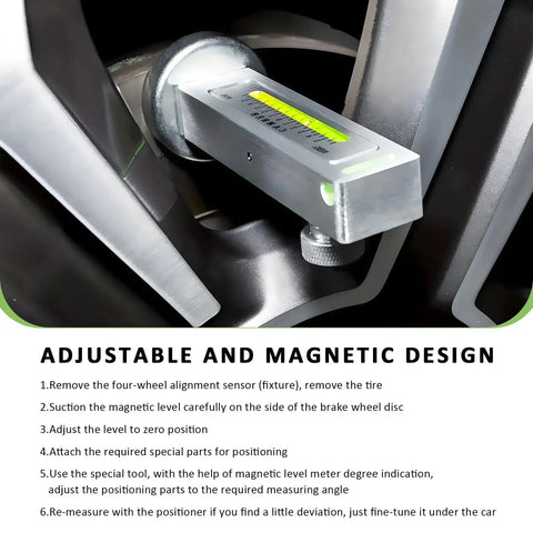 Heavy Duty Magnetic Camber Gauge Tool With Built In Green Bubble Level For Straightening Wheel Angles And Tweaking Rig Setup On Trucks Suvs And Daily Rides