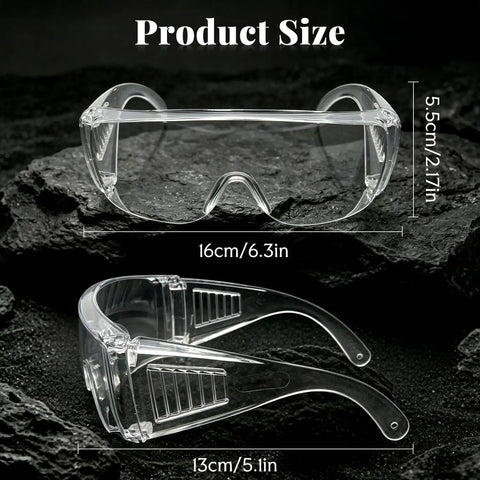 Snap Right On High Definition Safety Glasses Fit Over Prescription Glasses Lightweight Wide Vision Protective Eyewear dimensions 16cm 6.3in and 5.5cm 2.17in