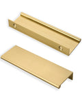 Champagne Bronze Finger Pulls 3 Inch Cabinet Handles 10 Pack Edge Pulls, durable aluminum hardware with a modern finish, top view.