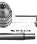 Tail Stock Drill Chuck With MT2 Morse Taper Arbor For Mini Lathe 0.078 To 0.5 Inch Capacity Jacobs Taper Mount 1010 Steel Mandrel