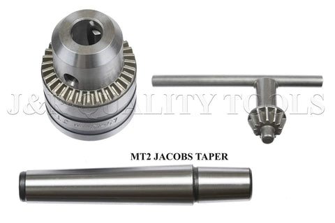 Tail Stock Drill Chuck With MT2 Morse Taper Arbor For Mini Lathe 0.078 To 0.5 Inch Capacity Jacobs Taper Mount 1010 Steel Mandrel
