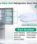 2 Pack Right Side Refrigerator Door Bin Shelf Replacement For Samsung RF4287 RF4289 Fits DA97-08406A shown on fridge door.