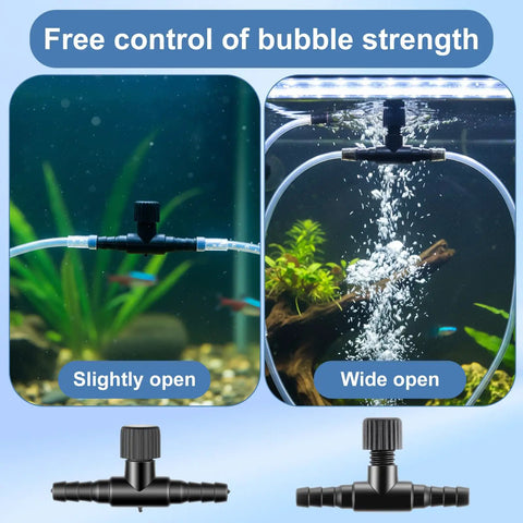 Image showing 20 Pack T Shaped Aquarium Air Valves For 3 By 16 Inch ID Airline Tubing Black Single Way Control Valve demonstrating bubble control