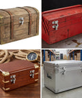 Dope Antique Style Hasp Latch 2 Piece Set With All Needed Screws For Jewelry Boxes And Toolboxes on wooden and metal storage chests.