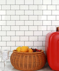 Thick Peel And Stick White Subway Tile Backsplash Kit With Ten 12 By 12 Inch Self Adhesive Tiles For Kitchen Easy Install enhanced