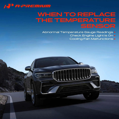Heavy Duty Engine Coolant Temperature Sensor For Audi And Volkswagen Models Knockout Performer, black SUV on winding road.