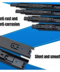 Side Mount Ball Bearing Drawer Slides 14 Inch 35cm Silent Hydraulic Damping Three Section Rails Cold Rolled Steel