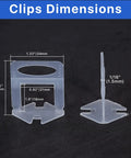 Dimensions of DIY Tile Leveling System Clips and Spacers Kit, 2100 Pieces, 1/16 Inch Gap, for Ceramic Tile and Stone Installation.