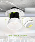 No Fuss Trimless Led Recessed Ceiling Light Fixture Commercial Downlight 15w showing twist-lock design for easy installation.