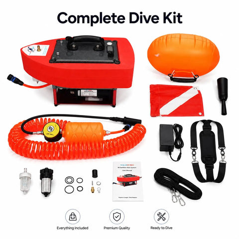 Complete Dive Kit featuring Tankless Scuba Diving System For Easy Underwater Breathing Portable Rechargeable Lung Tank