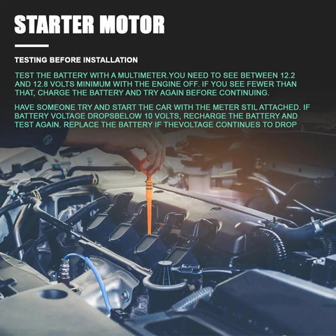 Hot New Starter Motor Upgrade For Jeep Cherokee And Wrangler 1999 To 2002 4.0L L6 Engine shown during battery testing process.