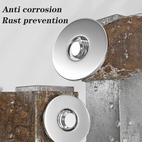 Flat Washers Set 20 Pieces Made From 304 Stainless Steel 18 8 Rust Resistant Hardware on corroded metal background