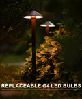 Low Voltage Outdoor Pathway Lighting Kit 8 Pack Warm White 2700K 40 Lumen LED Path Lights Wired 12V AC Metal Brown Finish