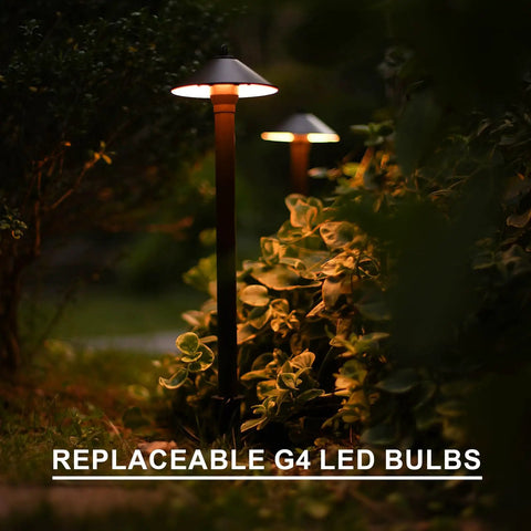 Low Voltage Outdoor Pathway Lighting Kit 8 Pack Warm White 2700K 40 Lumen LED Path Lights Wired 12V AC Metal Brown Finish