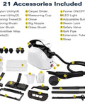 21 accessories included with LoveBeat 300F High Pressure Steam Cleaner With 4.5 Bar Power for multiple cleaning tasks.