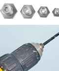 Pro Grade 4 Piece Heavy Duty Stainless Steel Busted Stud Drill Guide Kit M6 M8 M10 M12 showing drill guide sizes for engine bolt fixing.