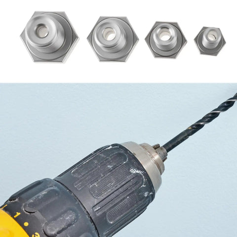 Pro Grade 4 Piece Heavy Duty Stainless Steel Busted Stud Drill Guide Kit M6 M8 M10 M12 showing drill guide sizes for engine bolt fixing.