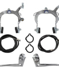 Front And Rear Brake Set For Beach Cruisers And BMX Bikes In Chrome Finish, 73-91mm Reach, Includes Levers, Calipers, Cables And Housing