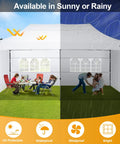 People enjoying time under a 10x20 Foot Pop Up Canopy Tent With 6 Sidewalls Heavy Duty Waterproof Commercial Gazebo in a backyard