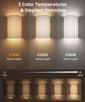 EZVALO Battery Operated Wall Sconce, Pleated Shades Wireless Wall Sconces Set of Two with Remote, 3 Color & 80 RGB Rechargeable Wall Lights, Dimmable, Timer, Wall Lamp for Bedroom (White 2Pack) showcasing 3 color temperatures and dimming options.