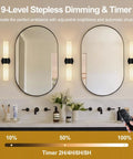 Rechargeable Wall Sconces Set of Two, Modern Matte Battery Operated Wall Light Fixtures with Remote Control in bathroom.