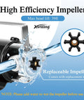 Efficient 120V 330 GPH Non Submersible Water Transfer Pump shown with replaceable impeller and 39ft max head lift feature