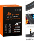 2-Pack 26x4 Fat Bike Inner Tubes Built Tough Heavy Duty AV32mm 89/102-559 Schrader Valve packaging with product features