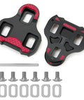 Bike Cleats For Look KEO Compatible 9 Degree Float System with hardware kit, showing two cleat pieces and screws