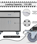 Mobile Garage Storage Cabinet With Wheels Pegboard Drawer And Adjustable Shelf For Tools And Hardware Built In Door Pegboard For Hanging Heavy Duty Easy Roll Metal Tool Cabinet For Workshop Organization, black metal cabinet on locking casters, 110 lbs load