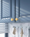 10 Pack Champagne Bronze Cabinet Knobs And Knurled Aluminum Drawer Pulls For Dresser And Cabinet Doors The Go To Hardware Upgrade For Kitchen And Bath installed on blue cabinets