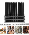 Non Slip Positioning Cylindrical Punch Set With Base For Woodworking And Mechanical Maintenance DIY Projects Pro Grade Punch Kit For Precise Marking And Transfer 28 Piece; set displayed with diverse uses in woodworking and maintenance.
