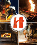 Beefy Heavy Duty Welding Apron With Gloves For Men, heat and flame resistant, split cowhide leather in workshop and grilling scenes