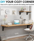 Solid 10 Inch Collapsible Shelf Brackets Built Tough With Brushed Stainless Steel Wall Mount Hinge For Bench Table Space Saving DIY Setup White 2 Pack Holds 150 Lbs Like A Champ used in a cozy corner desk setup.