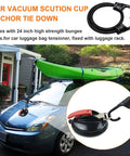 Heavy Duty Vacuum Suction Cup Anchor Kit, 2 Pack With Strong Suction Cups And Carabiners holding a kayak on car roof