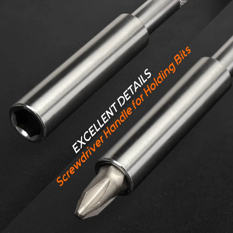 Magnetic One Quarter Inch Bit Driver With Non Slip Handle For Holding Bits And Screws, 190mm Length, Strong Magnet Tip, Hex Bit Holder For Long Or Short Shank Bits