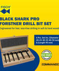 Built Tough Forstner Drill Bit Set Six Piece High Speed Steel Woodworking Accessory Kit For Fine Cabinetry Doors And Barn Renovations. Set of 6 drill bits in wooden case.