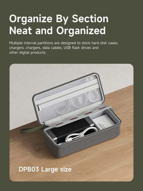 Slay Your Cable Chaos with This Ultimate Electronics Organizer Travel Case featuring waterproof design, showing large size open with chargers and cables.