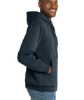 Side view of model wearing Heavyweight Zip Hoodie With Thermal Lining For Men And Women, Unisex Full Zip Hooded Sweatshirt