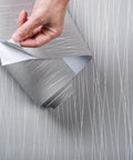 Easy Peel and Stick Wallpaper 20.8 by 393 Inches Removable Self Adhesive Non Woven Wall Covering with 3D Embossed Stripe Modern Silver Grey