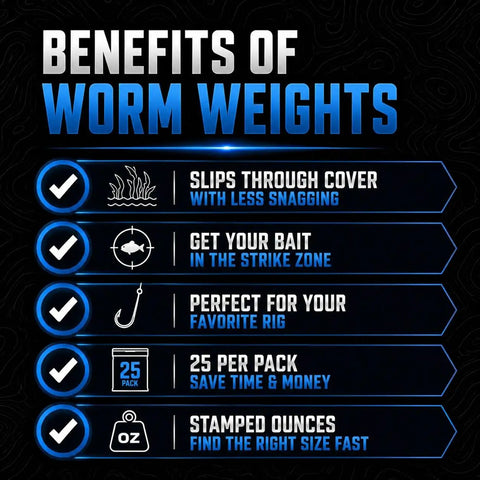 Benefits of Bullet Worm Weights For Bass Fishing Texas Rig Sinkers Size Stamped Freshwater And Saltwater Tackle Black One Eighth Oz