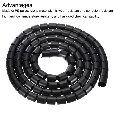 Cable Wrap Tube Kit And Management Sleeve 3 Meter 42 Mm PE Flexible Black For Easy Cable Organization DIY Electrical Projects And Smooth Cable Routing coiled showing durability and flexibility