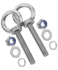 Beefy Heavy Duty Stainless Steel Threaded Eyebolts M10x60 With Nuts And Washers For Industrial And Outdoor Anchoring Weather Resistant Eye Bolts For Construction And Machinery, two bolts