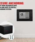 Mini Personal Safe Box 0.4 Cu Ft Beefy Steel Digital Safe With Electronic Lock And Key Combination Hidden Wall Cabinet