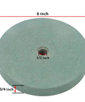 6 Inch Silicon Carbide Bench Grinder Wheel With Half Inch Arbor, 120 Grit, top view showing dimensions and central arbor hole