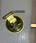 Dead Bolt Secure Brass Lock Guard For Single Side Deadbolts With Bump Key Protection installed on door demonstrating security.