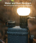 Go-To Rugged Outdoor Camping LED Lantern With Mini Tripod Dimmable USB Powered Soft Light IP44 Weatherproof in rain