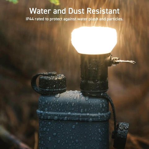 Go-To Rugged Outdoor Camping LED Lantern With Mini Tripod Dimmable USB Powered Soft Light IP44 Weatherproof in rain
