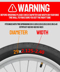 Heavy Duty 2 Pack 29 Inch Bike Tubes 29x2.125 To 29x2.40 With 32mm Schrader Valve warning on diameter and width