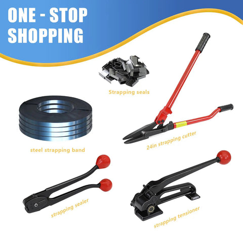 Heavy Duty Strapping Cutter With 24 Inch High Carbon Steel Blade For Steel And Polyester PET Strapping Up To 2 Inch Width And 0.05 Inch Thickness Pro Grade Ergonomic Handle For Comfort And Precision Cutting, 24in red handled cutter