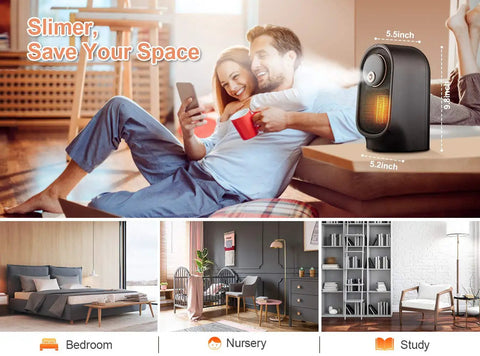 Couple enjoying warmth with Portable Electric Heater With Humidifier For Indoor Use Quick Heat Wide Oscillation Multi Protection.